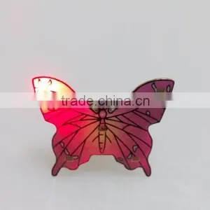 2016 Cheap Butterfly Shaped Lapel Pin, LED Blinking Light Badges thumbnail-1