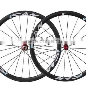 ICAN Road Bike Wheels Cabron Clincher UD-matt Bike Wheelset 38C thumbnail-1