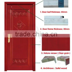 Chinese Style Single Swing Mahogany Solid Inter Wood Doors thumbnail-2