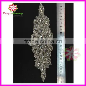 Factory Direct Wholesale Bridal Beaded Crystal Rhinestone Appliques for Wedding Dresses thumbnail-2