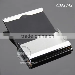 New Arrival High-Grade Magnetic Lock Stainless Steel Metal Black Leather Luxury Business Card Case thumbnail-4