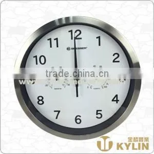 SS Wall Clock With Thermometer thumbnail-1