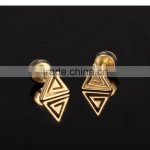 Reliable Guangzhou Jewelry Wholesalers Fashionable Jewelry 18K Gold Plated Triangle Earring Men Stud thumbnail-3