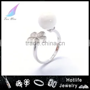 2016 Ceramic Jewellery Attractive Silver 925 Bead Flower Zircon Ring Sizes thumbnail-1