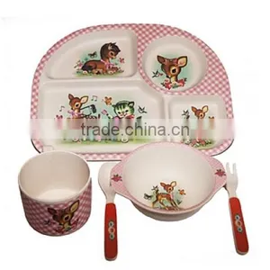 2015-2016 Hot Sales New Style Eco-friendly Bamboo Fiber Kids Dinnerware Set thumbnail-1