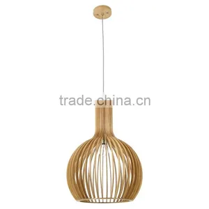 Decorative Wooden Bamboo Pendant Light Bar Pendant Light Cage Light thumbnail-1
