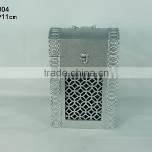 Wood Silver Wine Box With Metal Rings Edge thumbnail-1