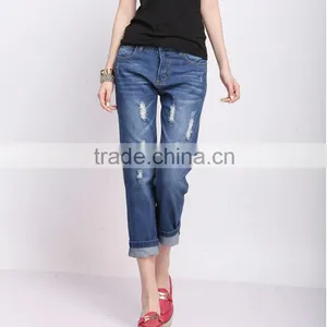 New Arrival Jeans Hole Nine Minutes of Pants The Beggar Pants Straight A Pair of Jeans thumbnail-1