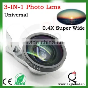 3 in 1 Universal Clip Mobile Phone Lens for Iphone Samsung I9300 N7100 HTC Fish Eye + Macro + Wide Angle thumbnail-1