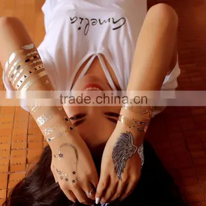 Temporary Metallic Tattoo Gold Silver Flash Tattoo Sticker Jewelry Fake Tatoo New thumbnail-5