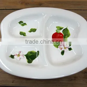 Beautiful Ceramic 3 Compartment Serving Dinner Dish in Apple Shape thumbnail-1
