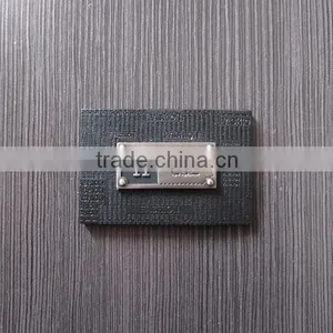 Black Debossed Leather Label With Metal Label For Garment Quality Choice thumbnail-1