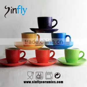 Cute Embossed Figure Ceramic Coffee Set With Saucer thumbnail-2