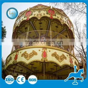 Chrismas Discount! China Manufacturer Fiberglass Theme Park Amusement Double Decker Merry go Round Carousel Rides for Sale thumbnail-6