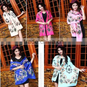 2016 New Design 100% Arcylic Women Ladies Winter Scarf Shawls Wrap Printed Coins and Floral Pattern Tassel thumbnail-6
