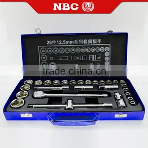 28 Pcs Socket Wrench Set Tools Kit With Case Heavy Duty thumbnail-1