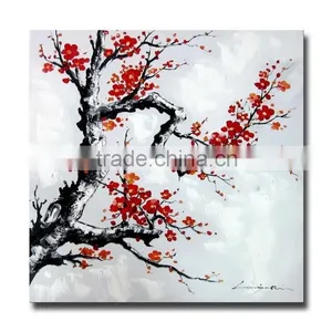 Modern Canvas Flower White Black Red Painting thumbnail-3