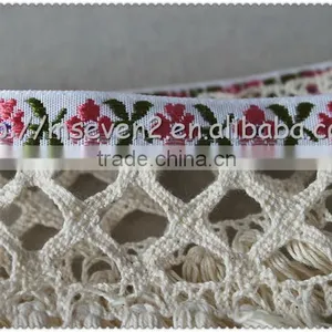 5.7cm Fringed Cotton Jacquard Webbing, Jacquard Tape With Cotton Tassel Wholesale thumbnail-4