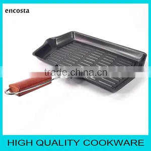 Steak BBQ Grill Pan With Foldable Wooden Handle thumbnail-1