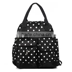Multifunctional Black Polka Dot 3 Sets Diaper Backpack/Shoulder/Tote Bag for Kids (BLZ2587) thumbnail-1