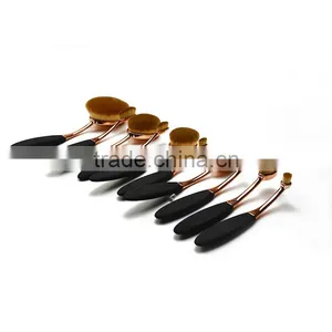 Custom Logo Professional Toothbrush Shape Rose Gold Oval Makeup Brush Set thumbnail-5