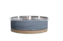 Black Slate Candle Holder With Bamboo Base thumbnail-1