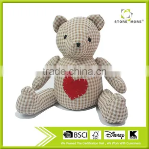 Store More Bear Checkd Cloth Sand Stuffed Cotton Animal Door Stopper thumbnail-1
