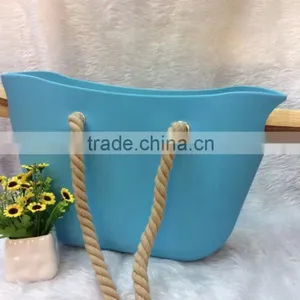 Silicone Tote Beach Bag, With Cotton Rope Handles thumbnail-1