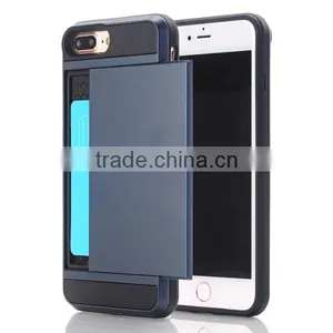 Slide Cover Card Slot Phone Case TPU + PC Material Phone Hull for IPhone7 7plus thumbnail-5