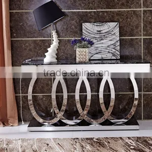 Ring Metal Base Marble Hotel Console Table thumbnail-1