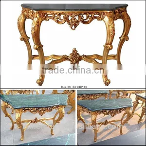 Rococo Style Furniture Living Room Antique Gold Console Table thumbnail-3