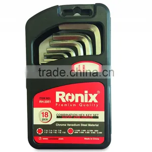 18 Pcs Combination Hex Key Set ( Short Arm Series - Long Arm Series ) 1.5 , 2 , 2.5 ,3, 4 , 5 , 6 , 8 MM thumbnail-2