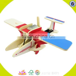 Оптовая продажа деревянных паззлов - строительных игрушек для младенцев 2017 года. Новый дизайн трехмерных деревянных паззлов в виде самолета для младенцев W03B065 thumbnail-5