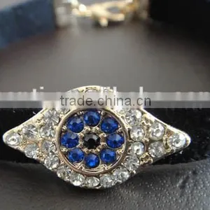 Rhinestone Inlaid Hamsa Hand Evil Eye Charm Suede Leather Bracelet thumbnail-6