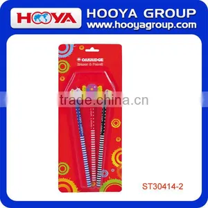 Lovely Poplar Wood Round School HB Pencil With Eraser of Animal Shape 3pcs/blister Card thumbnail-3