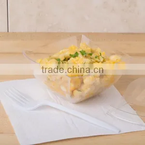 Splendent Clear Plastic Wavy 8 oz Square Bowl With Lid for Sale,OEM Plastic Wavy Clear Lunch Bowl 8 oz Wholesale thumbnail-1
