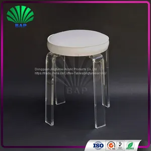 Luxury White Cushion Dressing Room Stool Acrylic Piano Stool Indoor Plexiglass Ottomans thumbnail-1