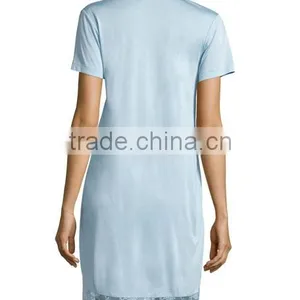 Sleepshirt for Women Short Sleeve Solid Color Pajamas for Women Turkish Cotton Pajamas Women thumbnail-3