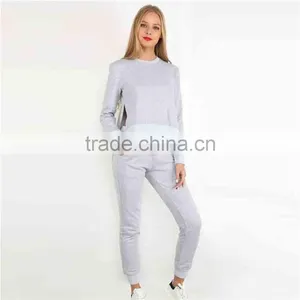 Men Sweatsuit Autumn Made O-neck Irregular Grey Women Custom Tracksuits Set Both Side Slit Sweatsuit Set for Autumn thumbnail-4