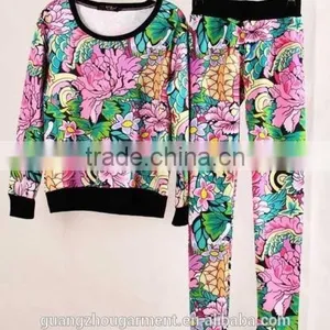 Letter Geometric Print Hoodies Pants Sets Women Sport Wear Loose Suit Tracksuit thumbnail-3