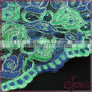 Shining Poly Embroidery Cord Lace Fabric, Metallic Wholesale Sequin Fabric Lace thumbnail-6