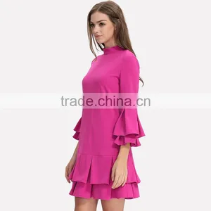 New Fashion Pleated Lantern Skirt Dress Elegant Ladies Skater Dress thumbnail-4