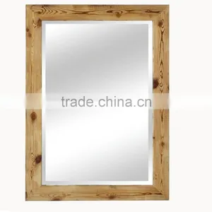 Wood Wall Framed Mirror in Natural Color thumbnail-1