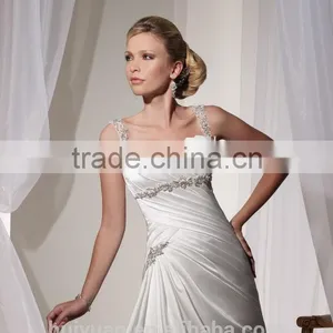 Sexy Detachable Strap Satin Beaded Ball Gown Real Sample Wedding Dress thumbnail-3