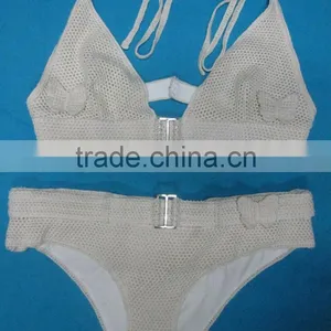 New Ladies Crochet Cotton Beach Casuael Bikini Set thumbnail-1