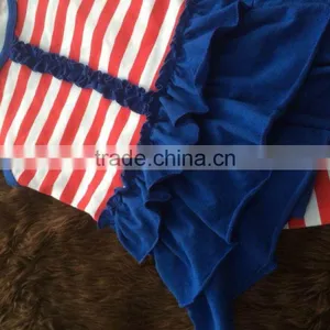 2016 Baby Girls Children Patriotic Clothing Girls 4th of July Capri Ruffle Outfits With Matching Necklace and Bow thumbnail-2