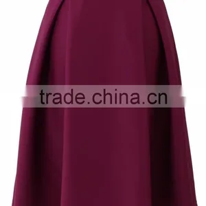 100% Polyester Pleated Side Pocket Midi Skirt Wholesale Women Skirts Outfit 2016 thumbnail-3