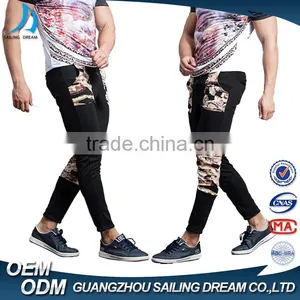 2016 New Style Custom Print Patch Plain Black 97%cotton Casual Fitness Mens Printed Pants thumbnail-1