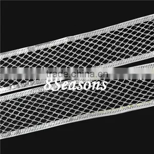 Silvery Fabric Hollow Satin Ribbon For Christmas Decoration 3.8cm thumbnail-1