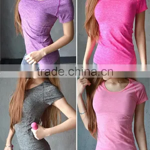 Women Yoga Shirts Top Short Sleeve Breathable Exercise Tee Shirts Quick Dry Fitness Running Gym Sport T-shirts thumbnail-5